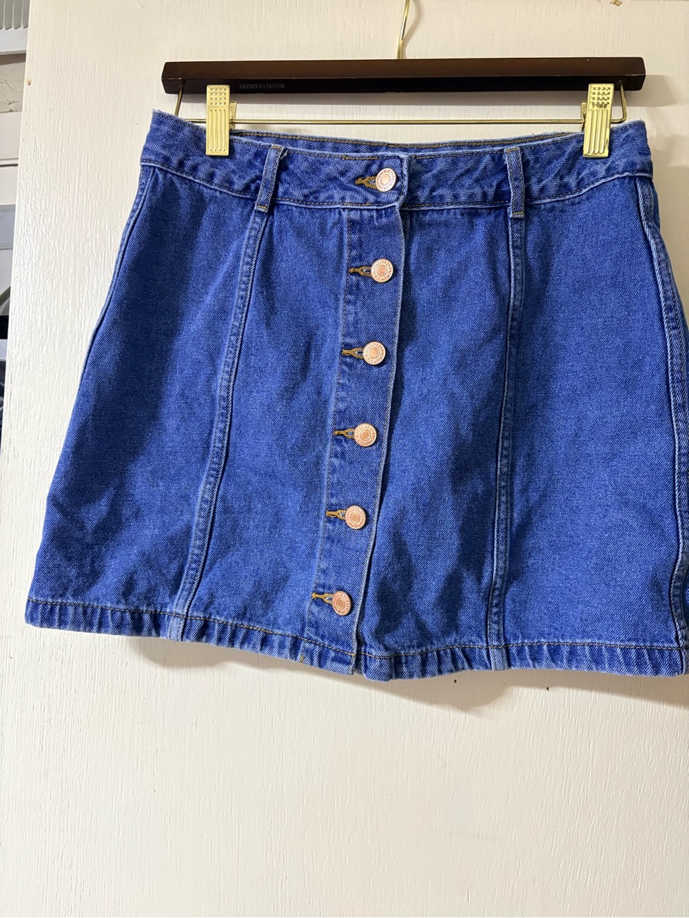 Classic Button-Front Denim Skirt - Blue